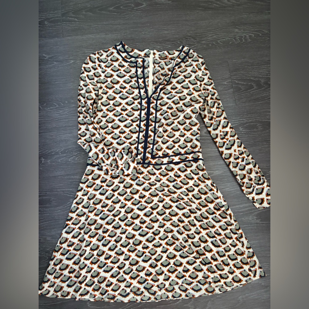 Tory Burch Black and White Patterned Dress 100% Silk Size 4